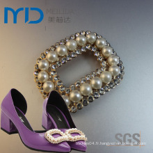 Boucle de chaussure en strass élégante pour chaussures de femme avec perle